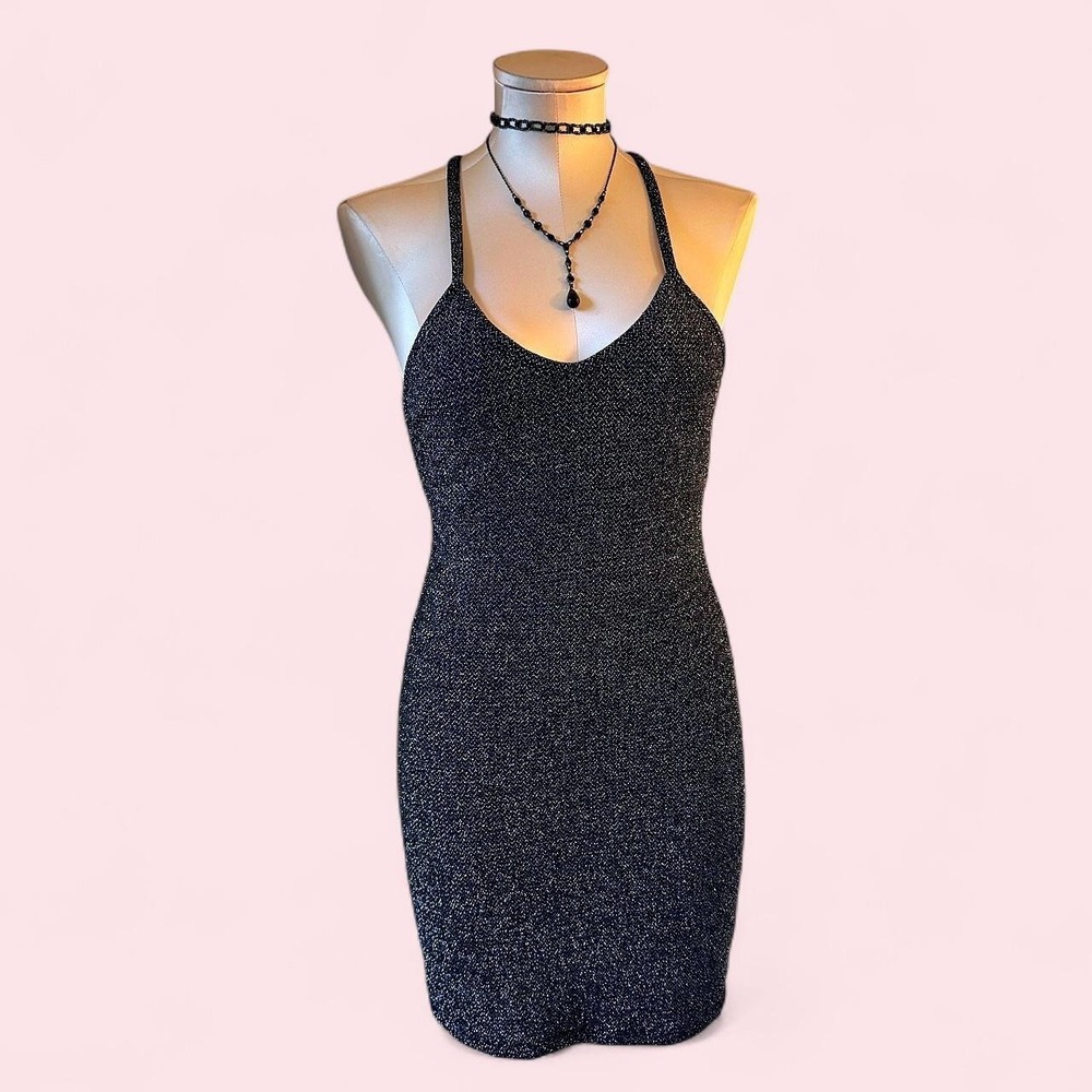 Sparkly Black Mini Dress | Y2K Party Girl Glitter Dress 🖤